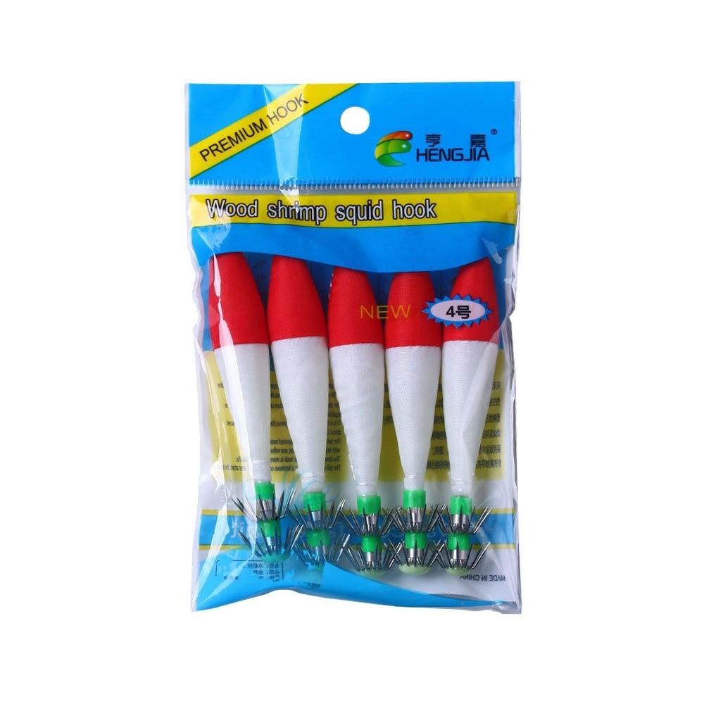 6.3g Wood Shrimp Lure Bright Color Cuttlefish Bait Shrimp Squid Hook Saltwater Fishing Tackle