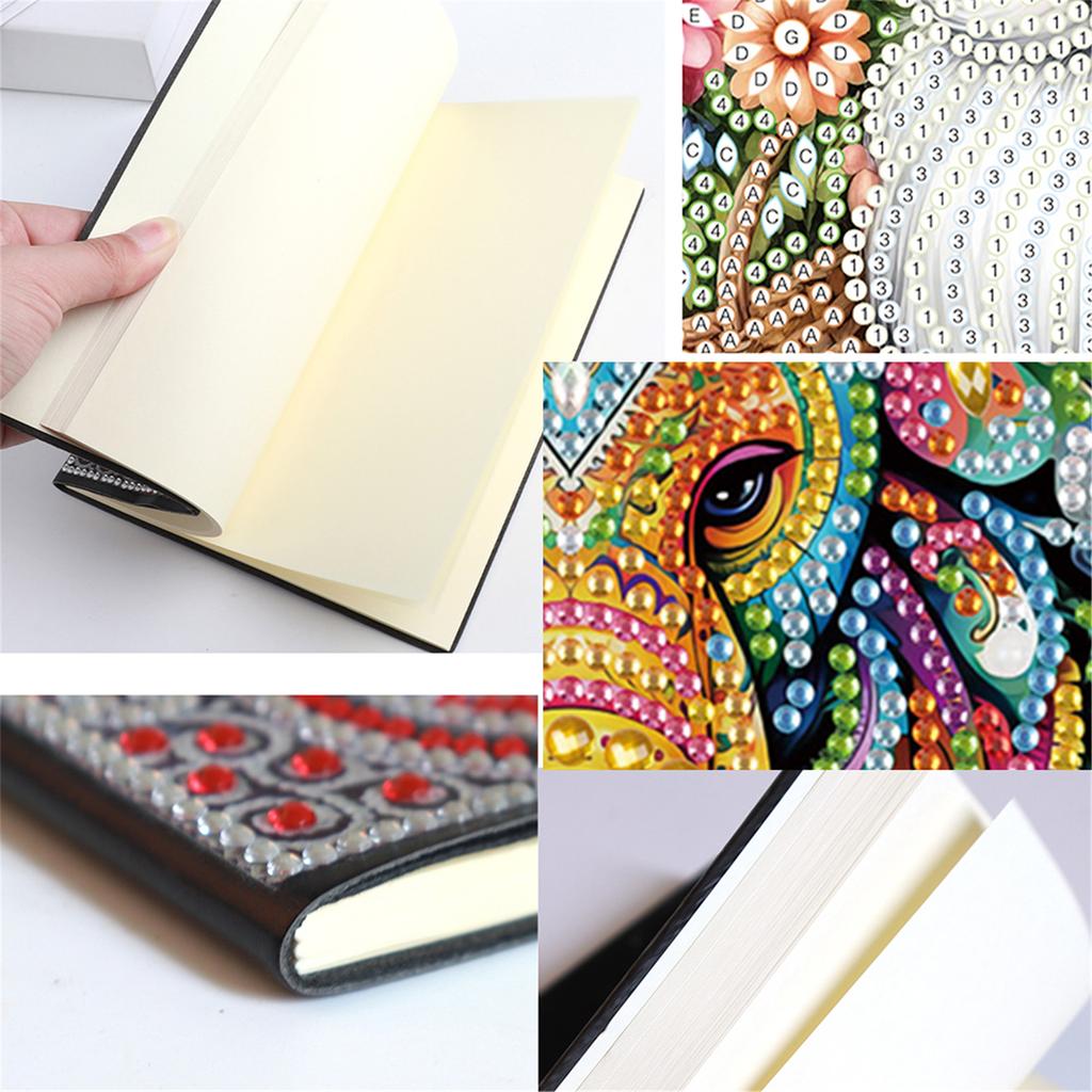 2pcs Partial DIY 50 Pages A5 Diamond Painting Notebook Special Shaped Rhinestones Art Journal Wireless Strip for Adults Beginner