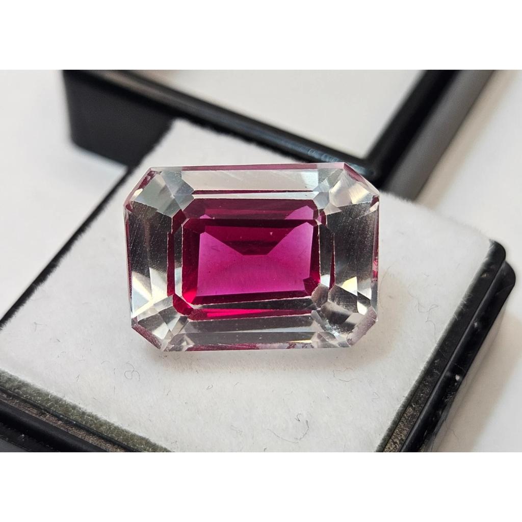 Stunning Pitambari Sapphire Bi-Color Natural Emerald Cut 18+ Ct Loose Gemstone