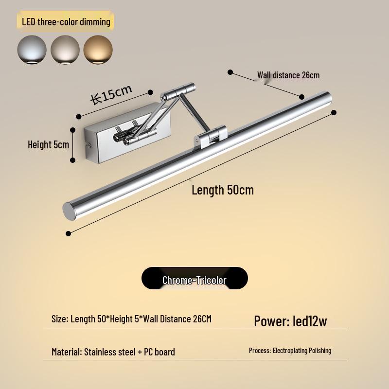 LED Vanity Mirror Light: Drill-Free Installation for Bathroom or Dressing Table Cabinets