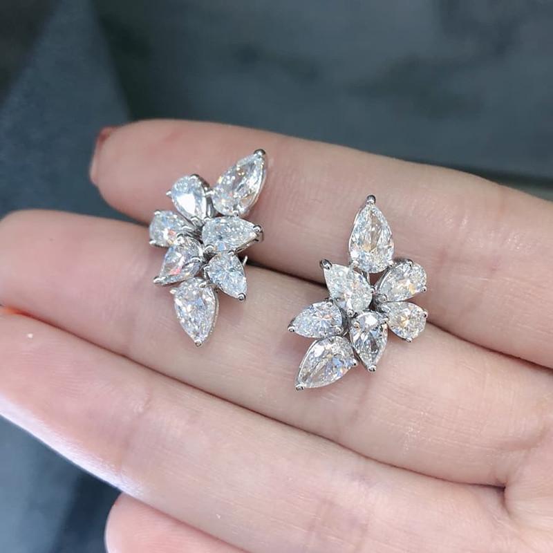 Luxury Crystal Cubic Zirconia Women Stud Earrings for Wedding Exquisite Piercing Earrings Temperament Elegant Ear Jewelry