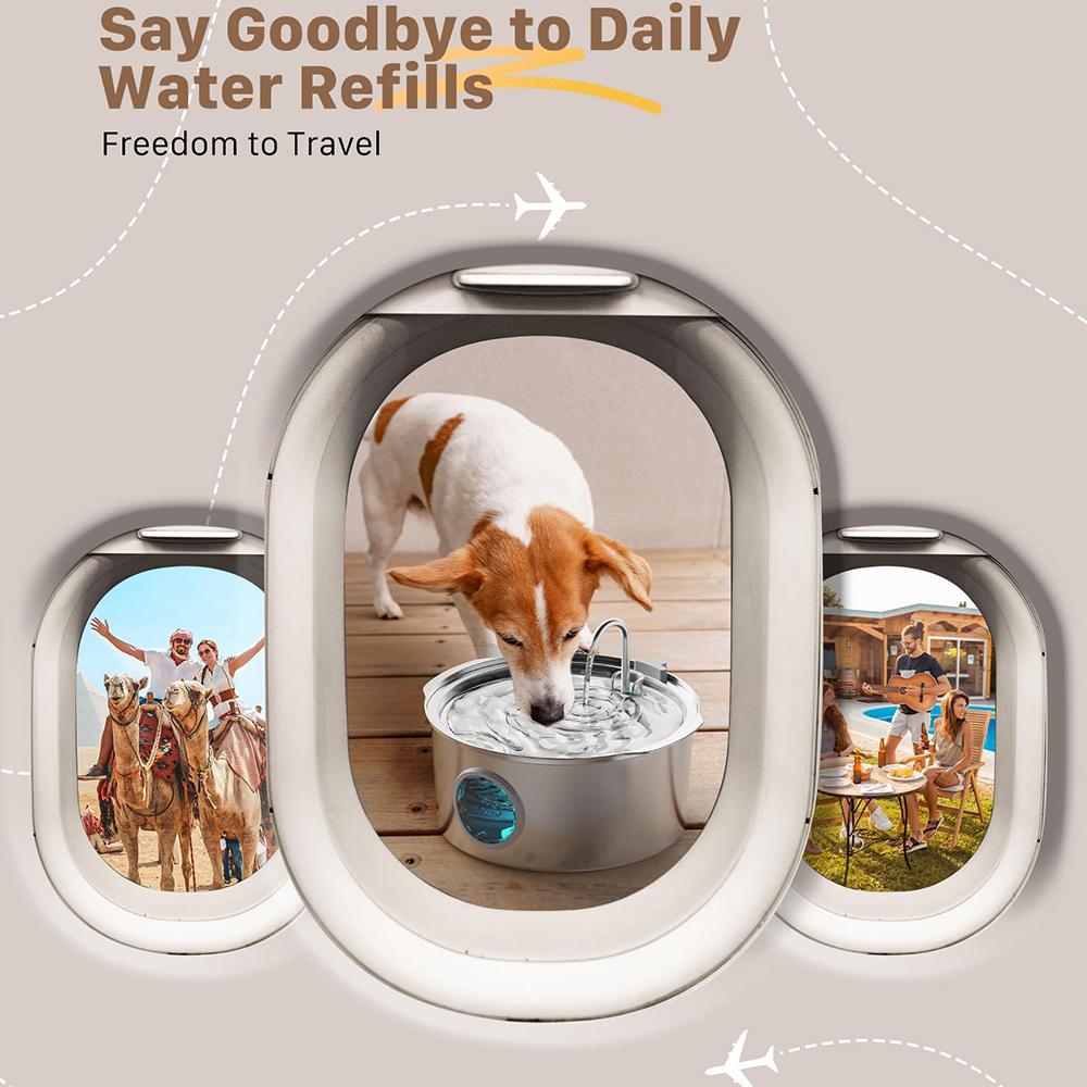 7L USB Stainless Steel Faucet Cat Fountain Visible Water Level Cats Drinking Fountain Ultra Quiet Pump Automatic Pet Dog Bowl