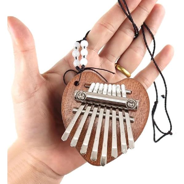 

Мини калимба 8 клавиш пианино для большого пальца Цельное дерево Пальчиковое пианино для взрослых, Начинающих Портативная маримба со шнурком и инструкцией для обучения 8 key heart shaped 2