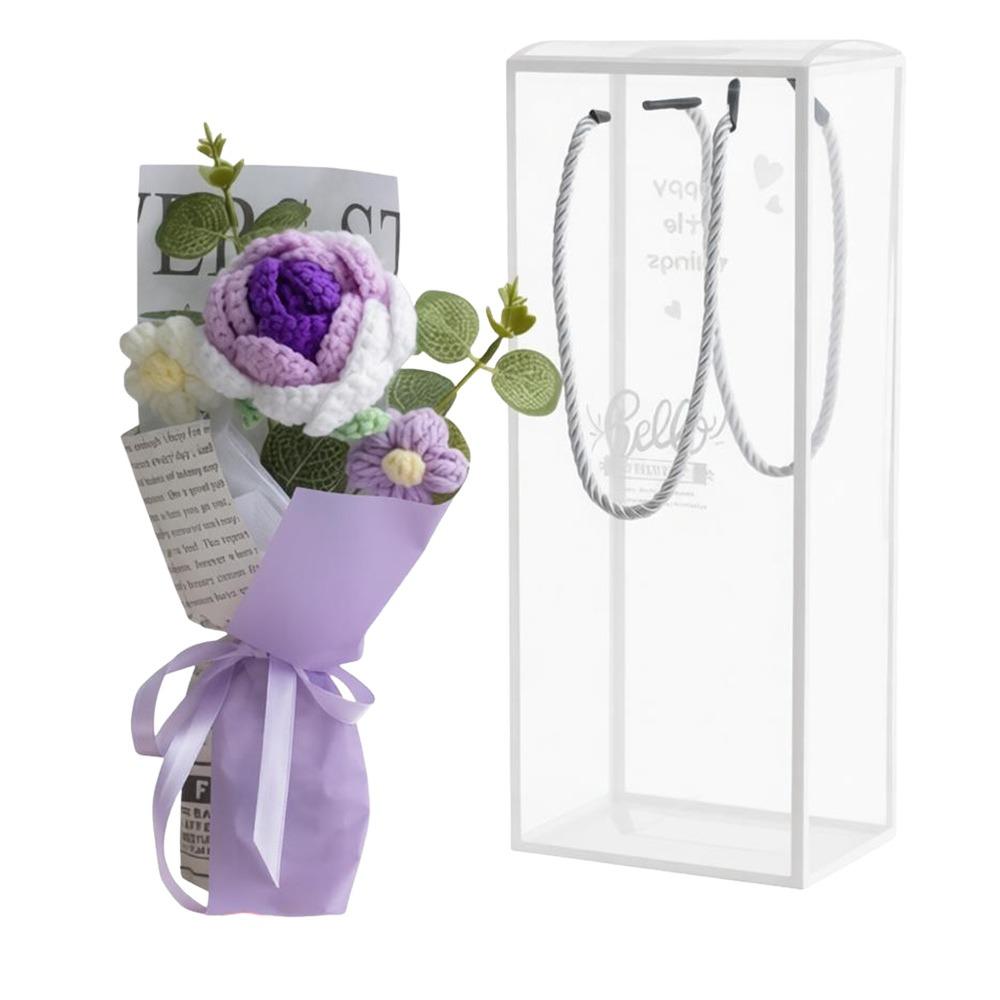 Photography Props Crochet Flowers Bouquet Knitted Eternal Simulated Flowers  Valentine'S Day