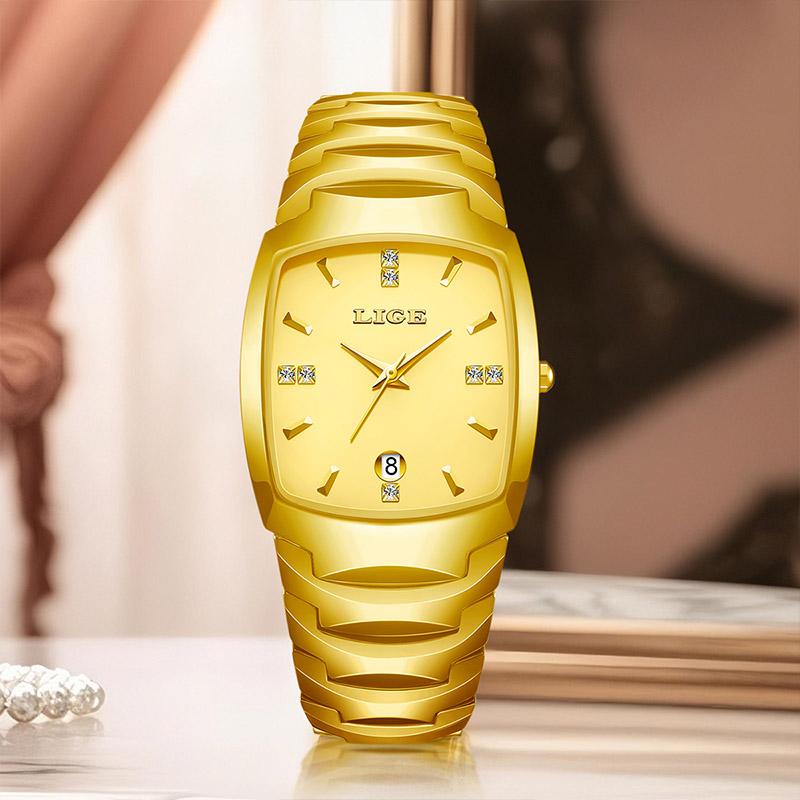 LIGE Damen Armbanduhr Elegantes Armband Mode Luxus Geschenk Kalender Keramik Damenuhr Quarz Exquisite Rosa Uhr Reloj+BOX