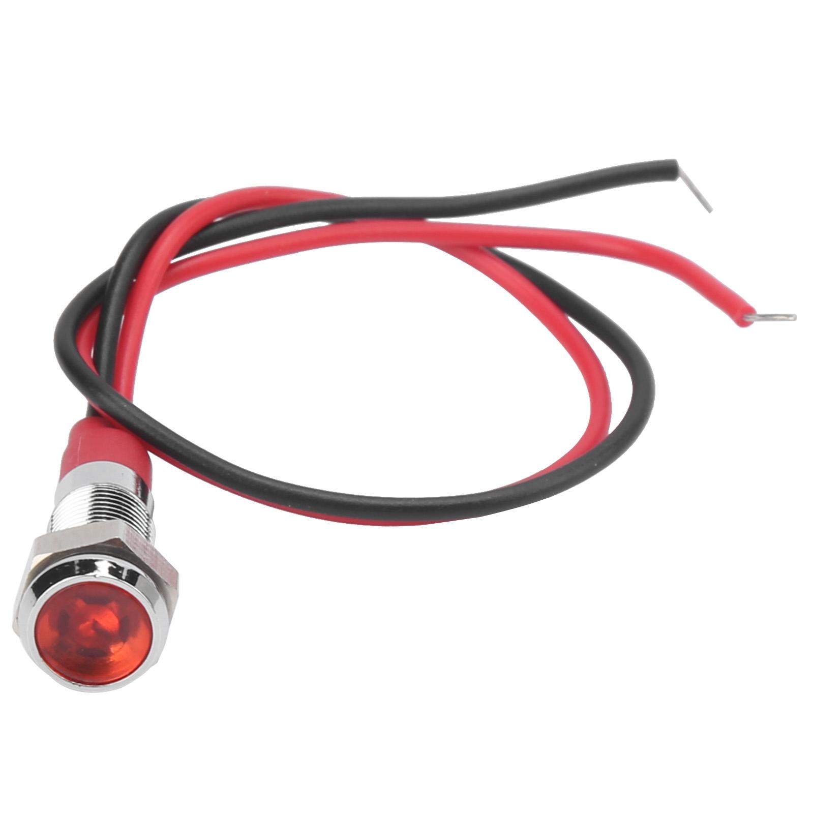 

LED Metal Indicator 6mm Waterproof Signal Lamp for Pilot Car Truck Boat with Wire 6VRed червоний