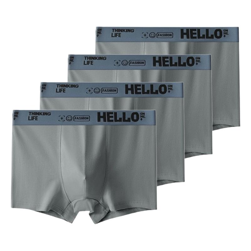 4Pcs Men's Underwear Comfortable Boxer Briefs Teenager Undershorts Breathable Antibacterial Shorts