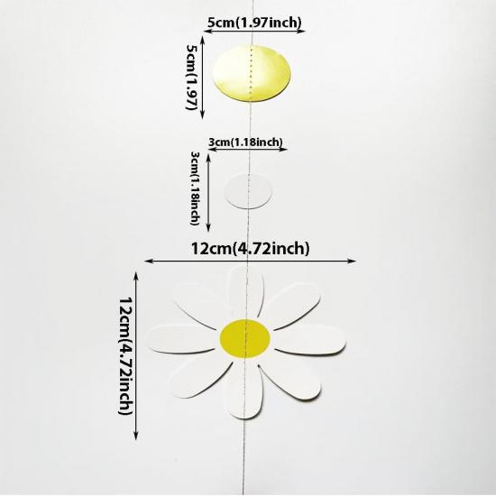 52.5 Ft Yellow White Polka Dot Daisy Hanging Garland Banner Groovy Boho Daisy Paper Garlands for Birthday Baby Shower Wedding Bridal Shower