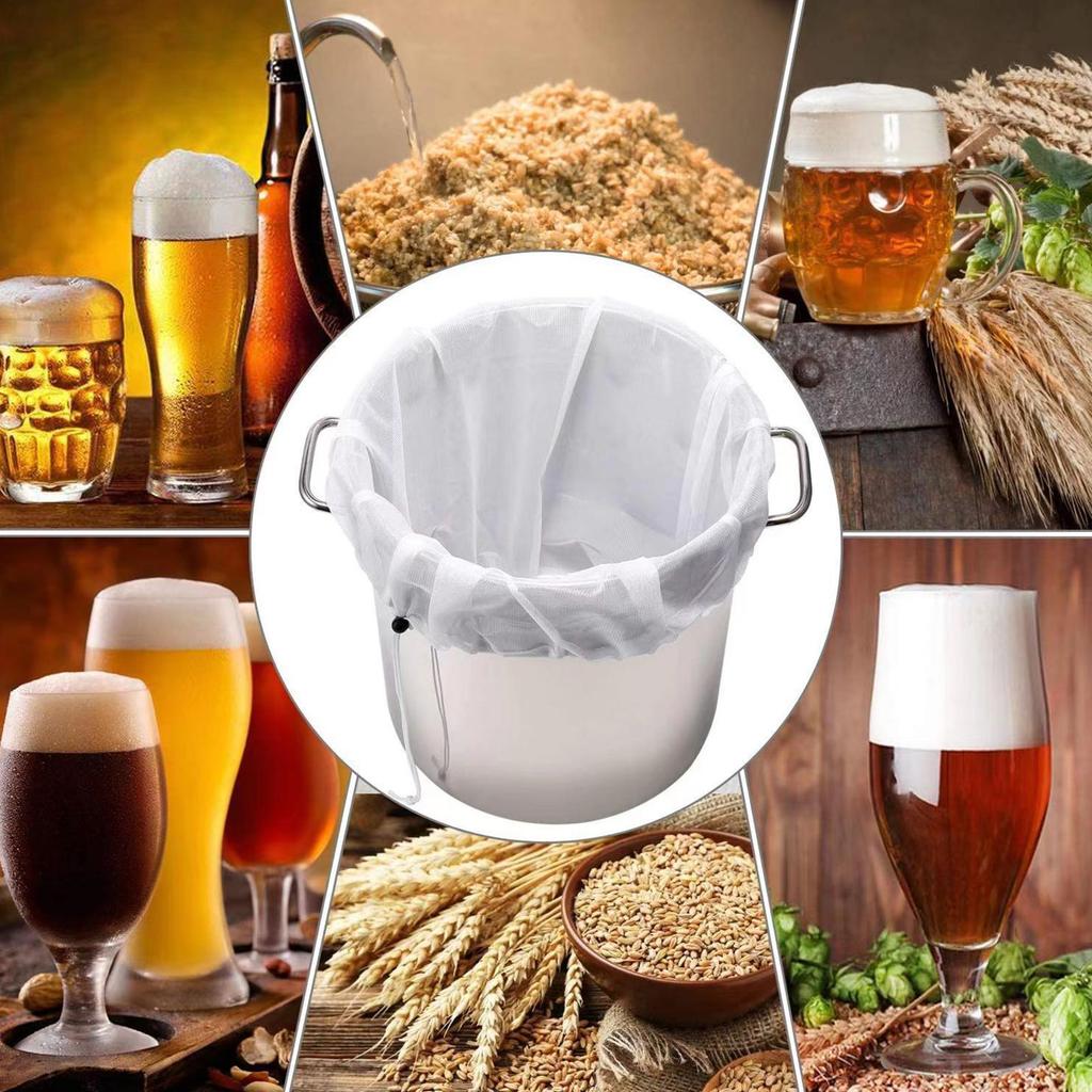 1pc Beer Homebrew Filter Bag for Brewing Malt Boiling Wort Mash Strainer Tool Washable Fine Mesh Strainer Bag Locking Clasp