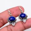 Handmade Lapis Lazuli Gemstone Earring 925 Sterling Silver Jewelry Gift For Love Once