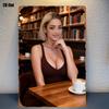 Pc Sign Elegant Caf Female Portrait Sign Suitable for Room Decor Home Garage Bar Garden Bar Birthday Gift Cm