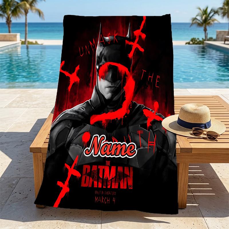 Custom Name Dark Knight Stylish Digital Printing Beach Towel Quick‑Drying Absorbent Blanket for Beach Pool Gym Travel