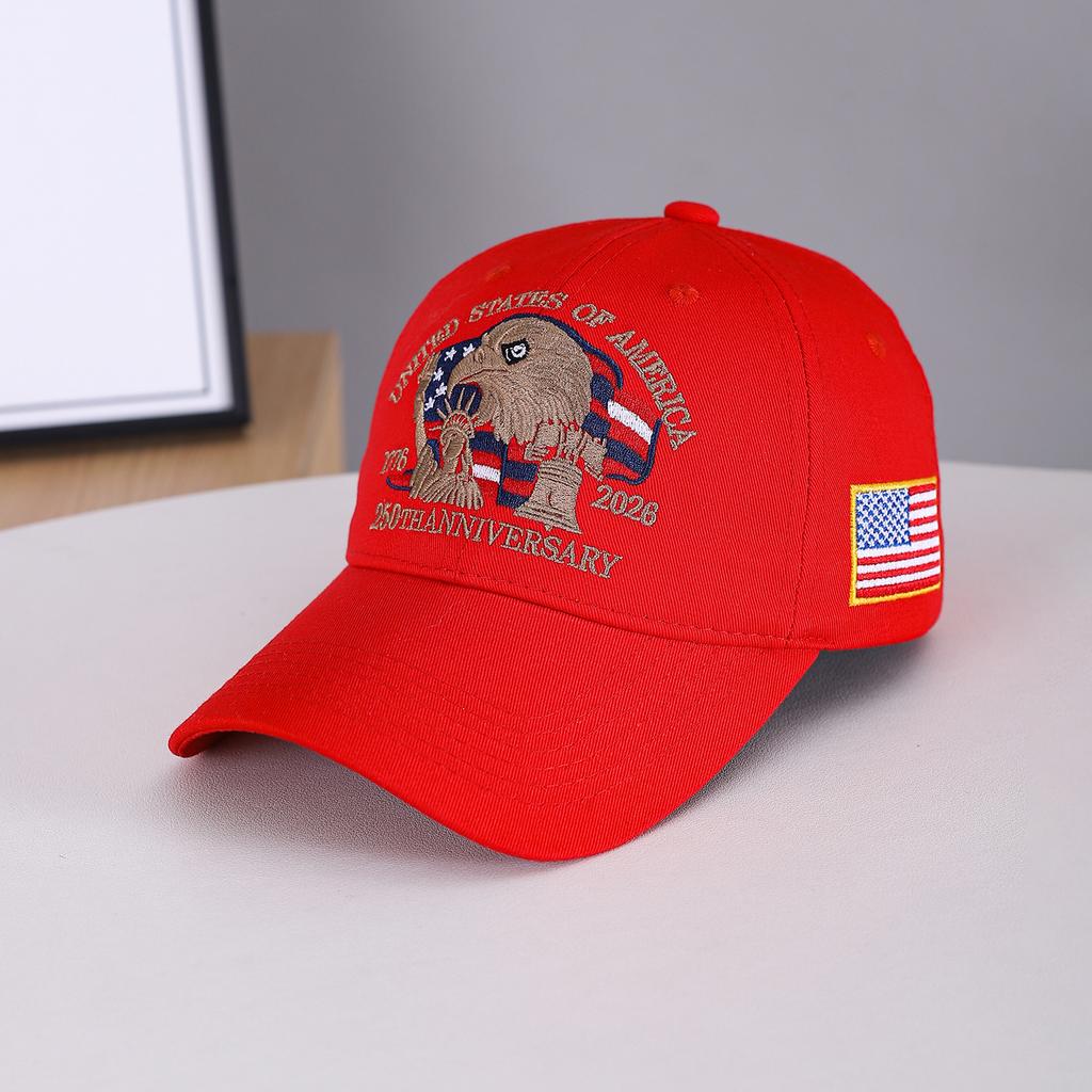 Memorial embroidery of an eagle, American flag with 1776 letters, baseball cap - suitable for festival celebrations