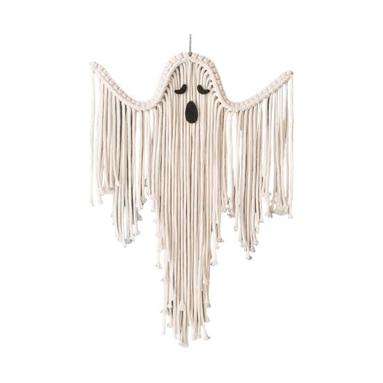 Halloween Ghost Decorations Hand-Woven Tassel Ghost White Rope Ghost Decor Hanging Ghost Wall Art Gift