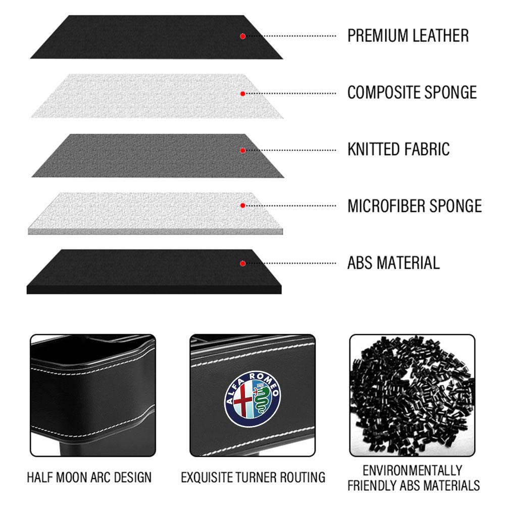 FVLBG1 Leather Car Seat Gap Storage Box Seam Filler Organizer Auto Accessories For Alfa Romeo 159 Giulietta Giulia 147 156 Mito Stelvio