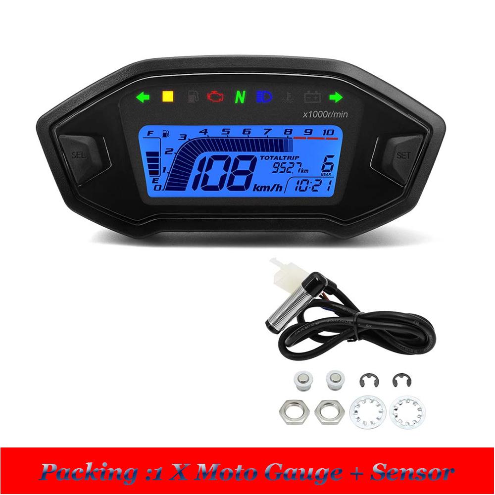 LED Digital Meter Motorcycle Speedometer Adjust Backlight ODO TRIP KMH MPH for 2-4 Cylinders Engines Motor instruments For Honda