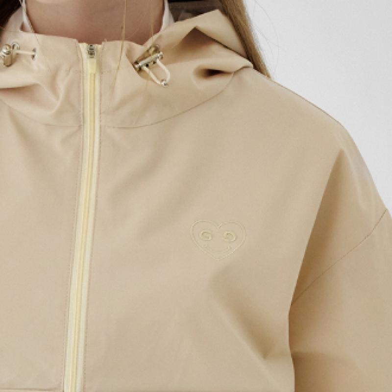 Goxo Windbreaker Hoodie Beige Smile Heart