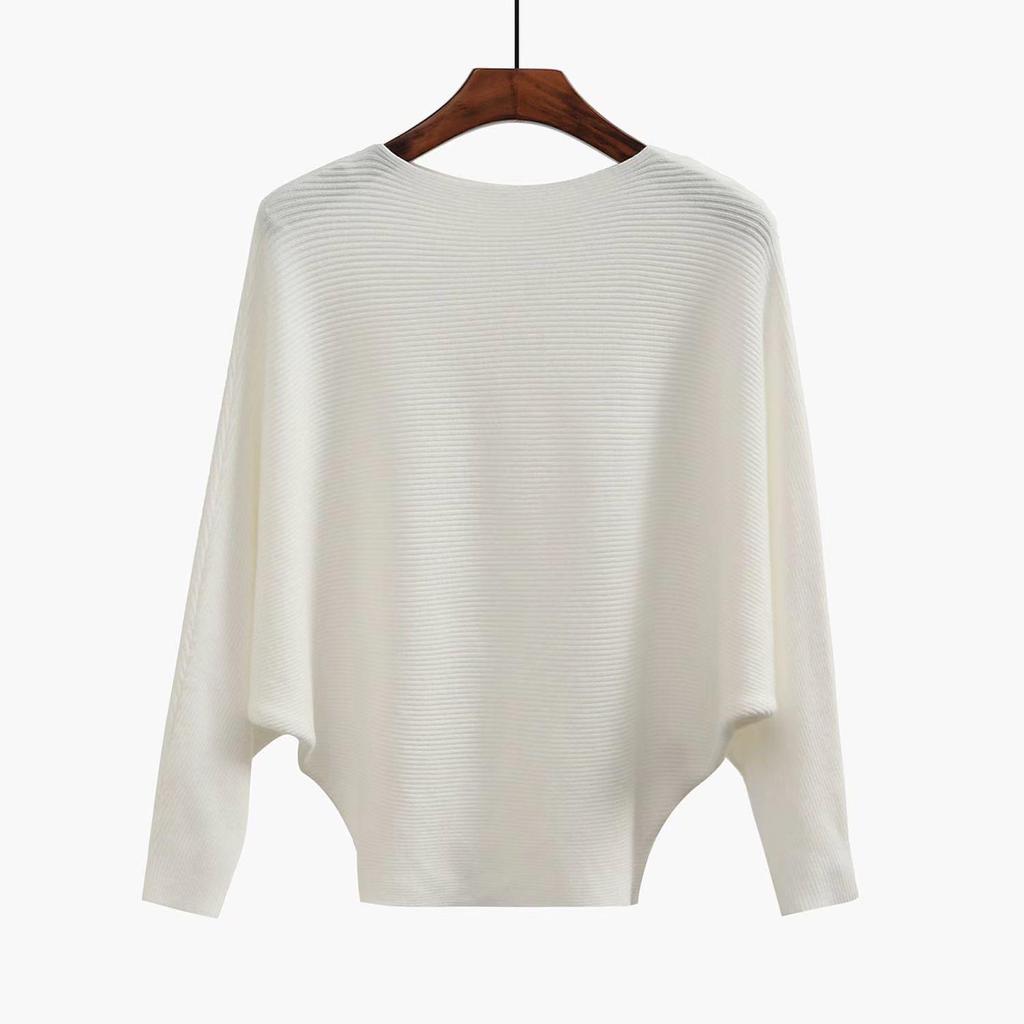 Batwing One-Shoulder Plus Size Knitted Sweater Top for Women