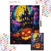 Halloween 5D DIY Diamond Art Painting Kit Pumpkin Castle Home Wall Decor Handmade Gift for Autumn Holiday Party Decoration Crafting
