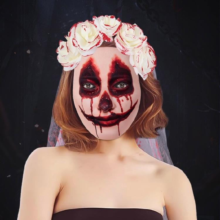 Spooky Gothic Bride Headwear Flower Headband Veil for Halloween Parties Masquerades Mask Day of the Death Bridal Costume
