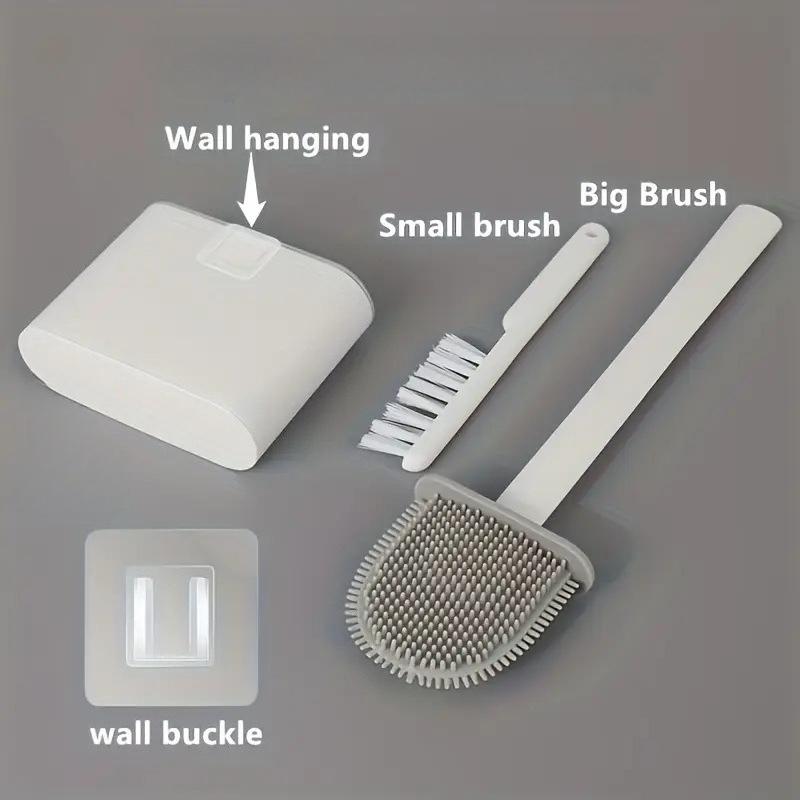 Golf Silicone Toilet Brushes Set Long Handled Cleaning BrushFlat Head Flexible Toilet Cleaning Brush Bathroom Cleaning Tool