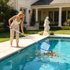 Pool Leaf Skimmer Net with 5 Section Telescopic Aluminum Pole Threaded Connection for Surface Debris Removal Lightweight Design for Easy Use