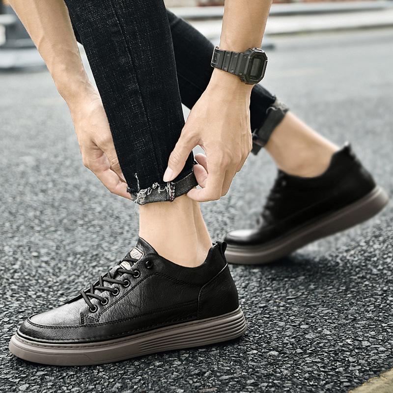 5cm Height Increase Leather Shoes Men Lace Up Invisible Elevator Sneakers Comfortable Casual Walking Shoes Breathable Anti Slip