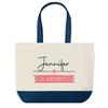 Sac Shopping - PLANETEE - Jennifer En Vacances - Fond Bleu - Coton 40x45 Cm - Poignées Solides