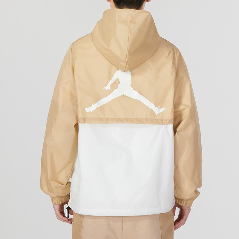 Jordan Essential Hbr Woven Windbreaker Jacket With Color-Block Logo Print Men Jackets White Yellow DV7651-277