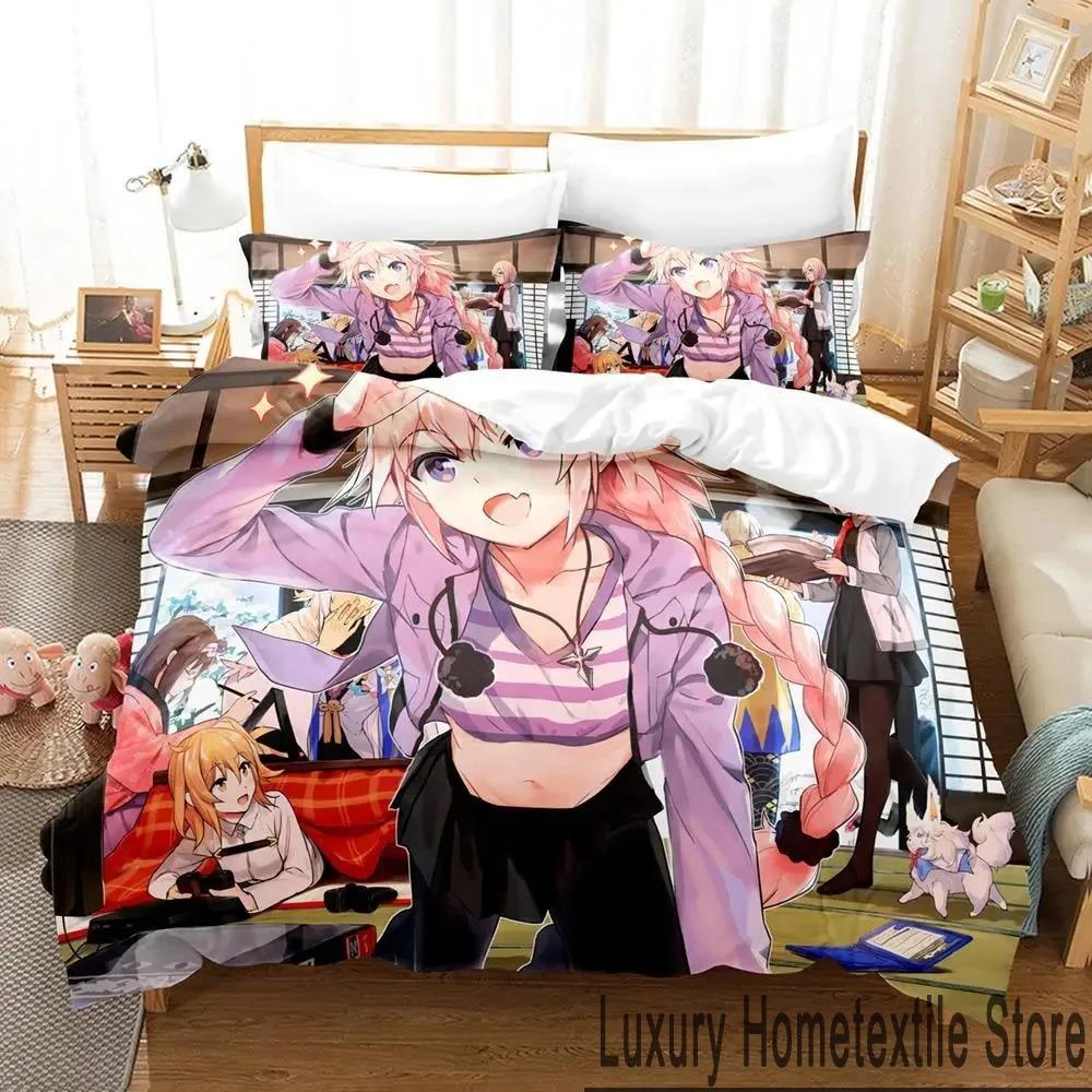 Bekvämt Anime-tryckt påslakan med örngott King Queen Twin Storlekar för Pojkar Flickor och Barn