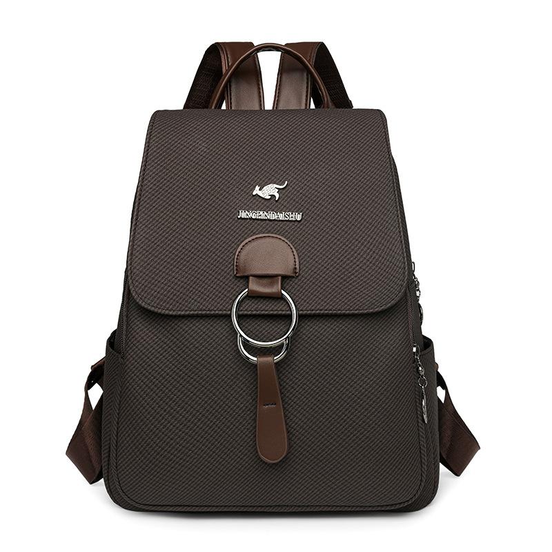 Schoolbag backpack women pu fabric texture commuting large capacity waterproof travel anti-theft backpack niche retro Baigou bag