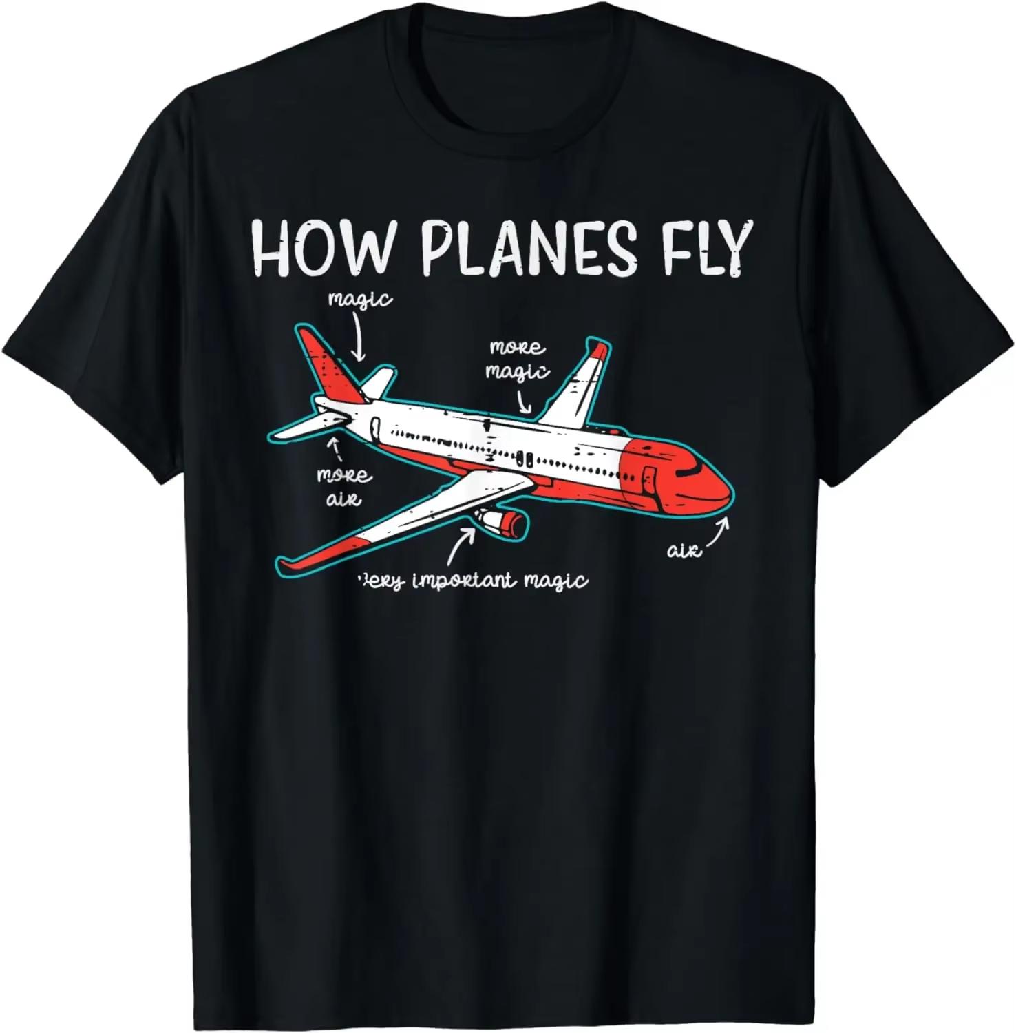 Airplane Mechanic: How Does An Airplane Fly? Funny Aviation T-shirt for Men, Casual and Comfortable Clothing and Accessories... S