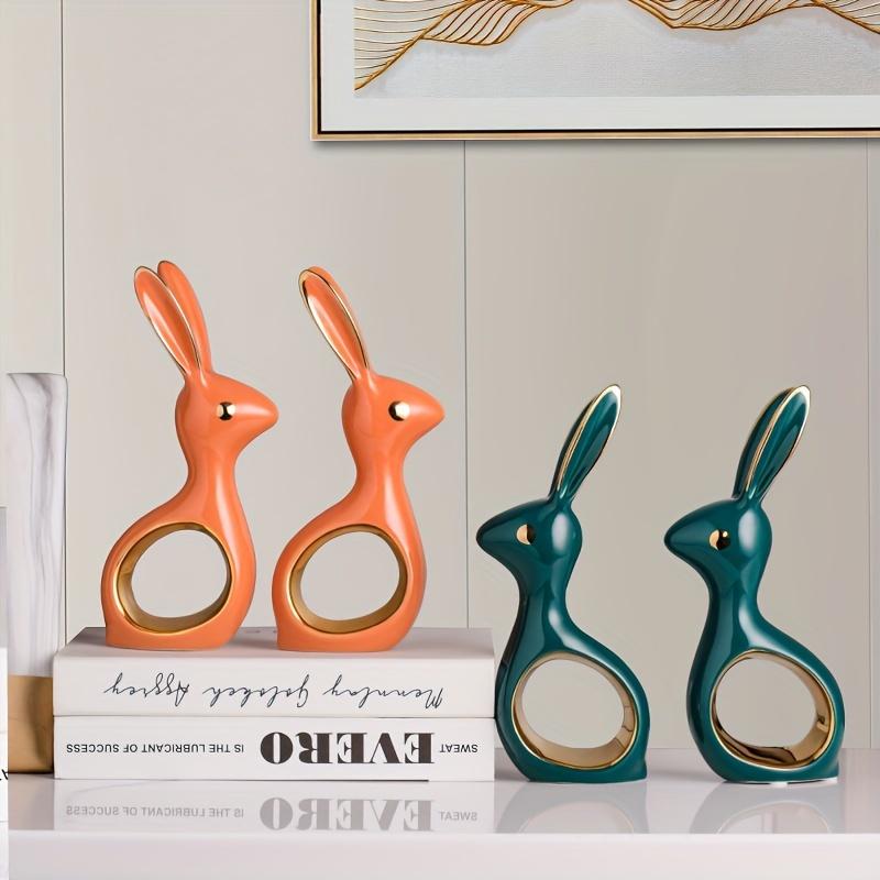 Dvoukusová sada, ornament králíčků pro pár v severském stylu, pozlacená keramika, moderní lehký luxus, domácí dekorace, TV vinná skříňka, stolní dekorace do obývacího pokoje