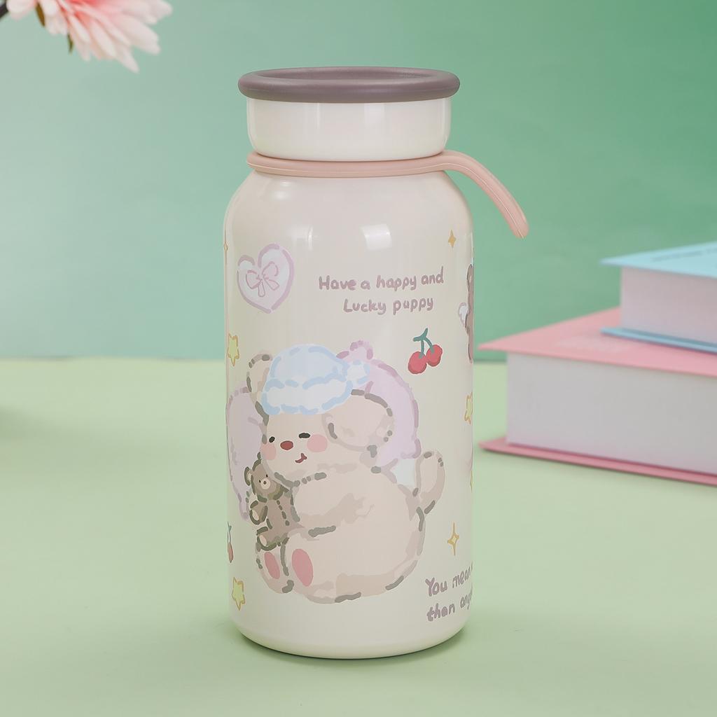New Cute Cartoon Dog Milk Cup High Appearance Level Girl Stainless Steel Thermos Cup Portable Accompanying Cup