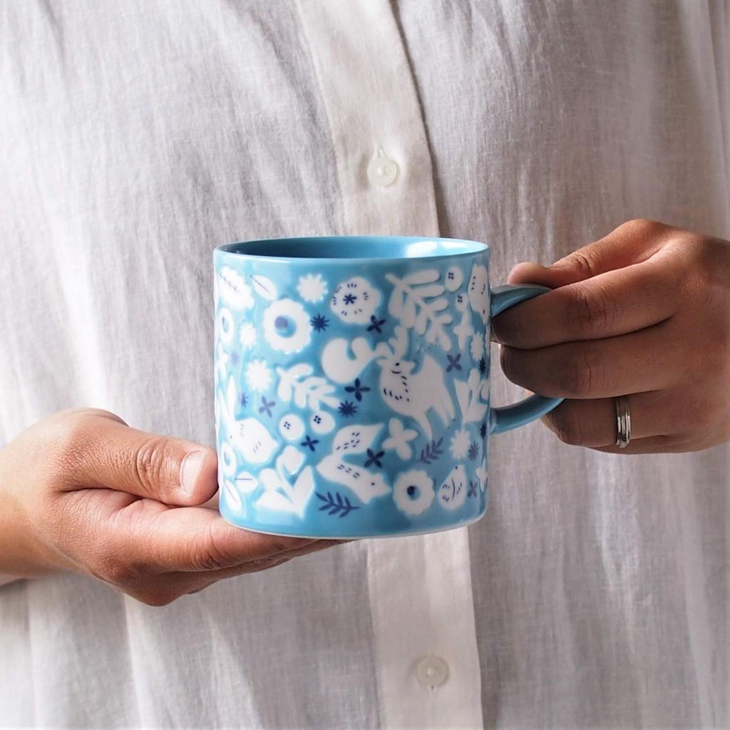 Minoru Pottery (Minorutouki) KUKKA Aqua Blue Mug, 300ml, Lightweight