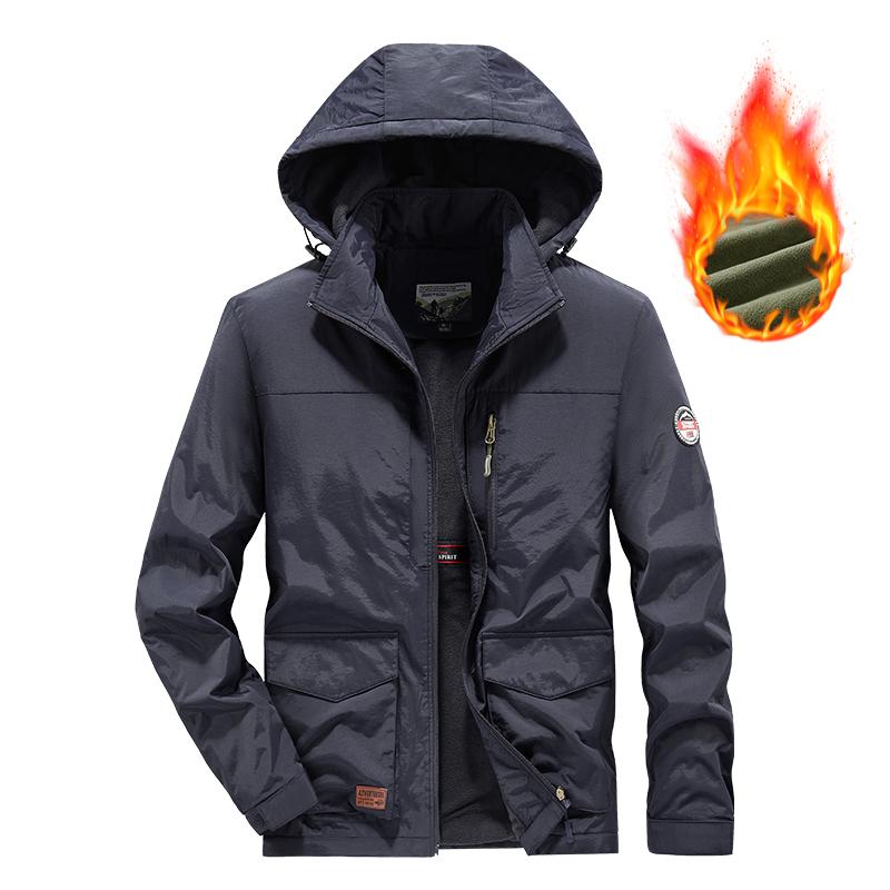 Veste courte chaude à capuche pour homme hiver zippée à poches vêtements de travail de sport et de loisirs en plein air veste en coton coupe-vent