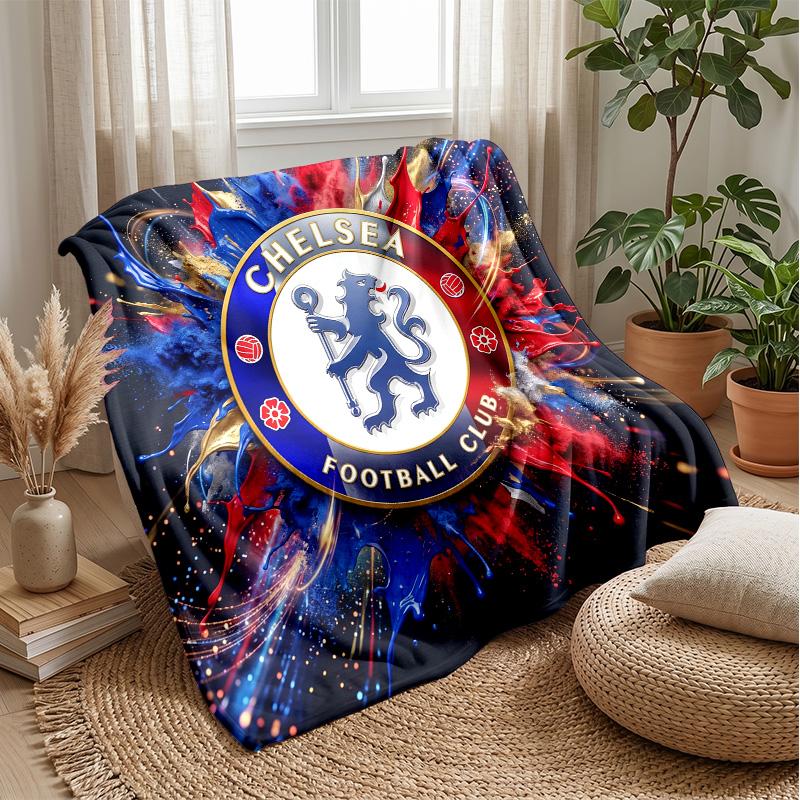 Chelsea FC Theme Blanket Soft Flannel Blanket Plush Throw Blanket Cozy Sofa Bed Blanket for Home Decor