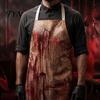 Novelty Barbecue Apron Halloween Butcher with Realistic Blood Stain, Washable Protective Work Apron, Carnival Party Wear Horror Costume Prop