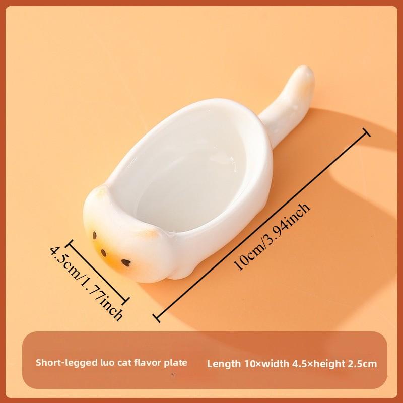 

Cute Hand Painted Ceramic Creative Cat Shaped Chopstick Rest Household Soy Sauce Vinegar Hot Pot Dipping Sauce Dishes Tableware