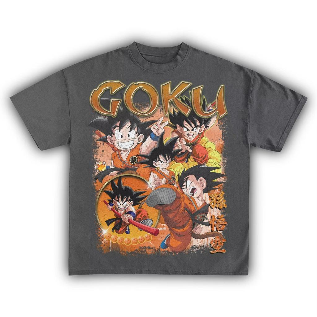 Dragon Ball Kid Goku Anime Print T-shirt, Kids Unisex Pure Cotton Short Sleeve Streetwear Women And Men T-shirt