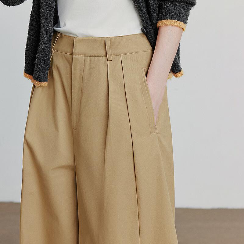 Chuyu Women's Pleated Wide-Leg Cotton Casual Pants