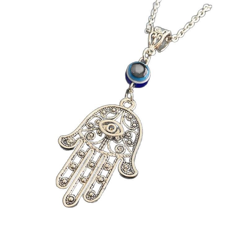 Fatima's Hand Evil Eye Cross Pendant Necklace
