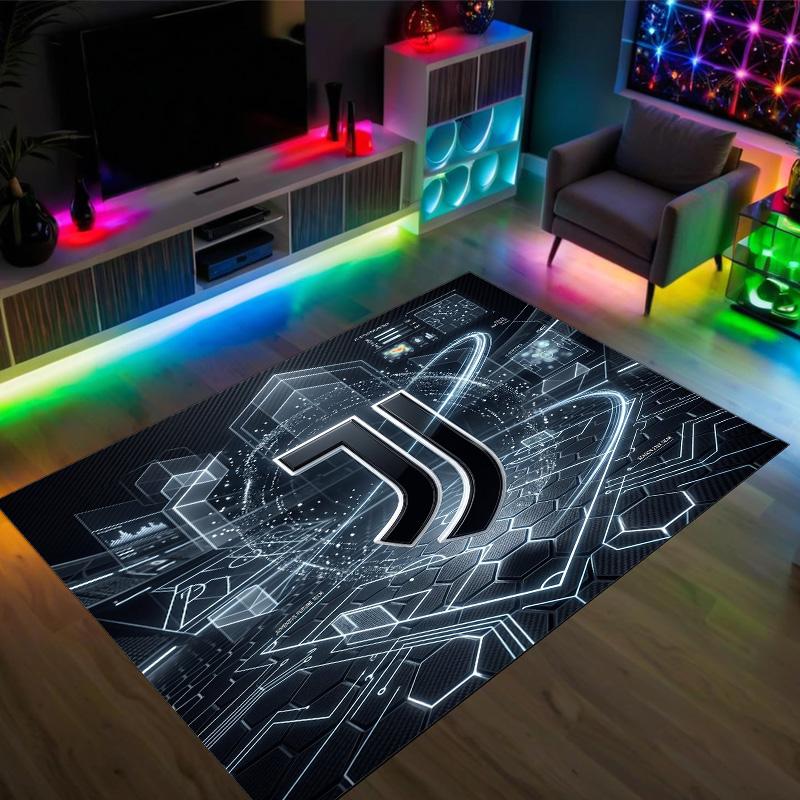 Juventus FC Design Kristall-Samt-Teppich Gemütlich Nicht?Rutschfester Teppich mit Aufdruck für Schlafzimmer Wohnzimmer Eingang