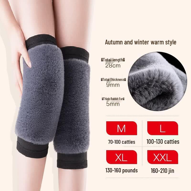 TULX Thickened Rabbit Fur Lined Warm Knee Pads