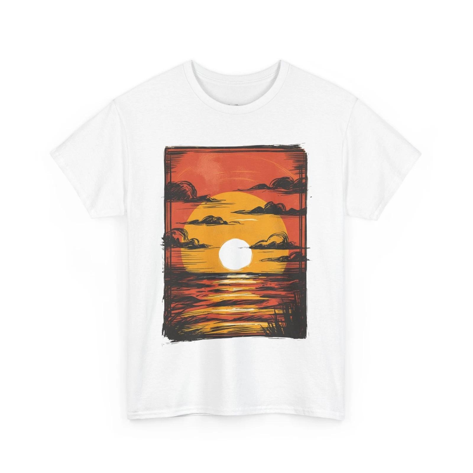 Vintage Sunset Tee, Graphic Tee Shirt, Retro Style T-Shirt, Unisex Cotton Tee L