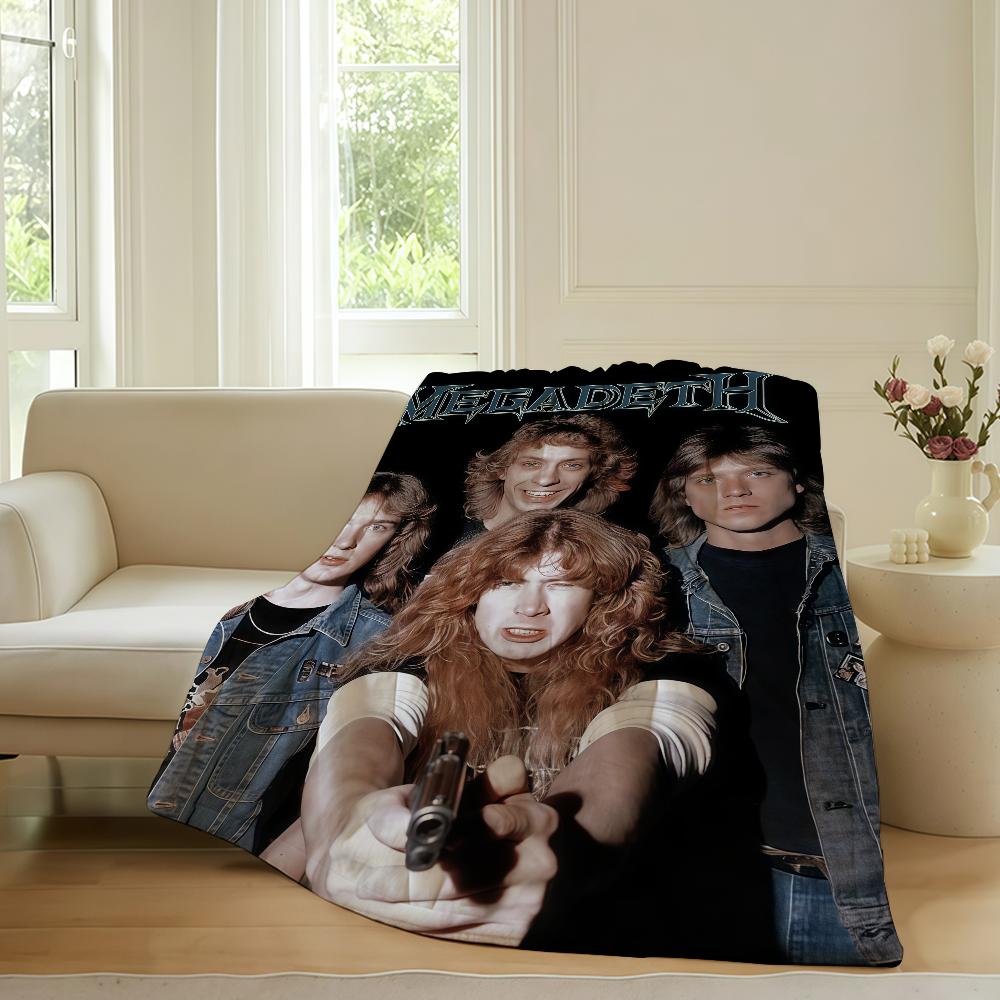 

Пледа для дивана, офісу, ліжка, подорожей, сну, читання, відпочинку, кемпінгу, м яка та тепла, з рок-гуртом M Megadeth 75x90cm