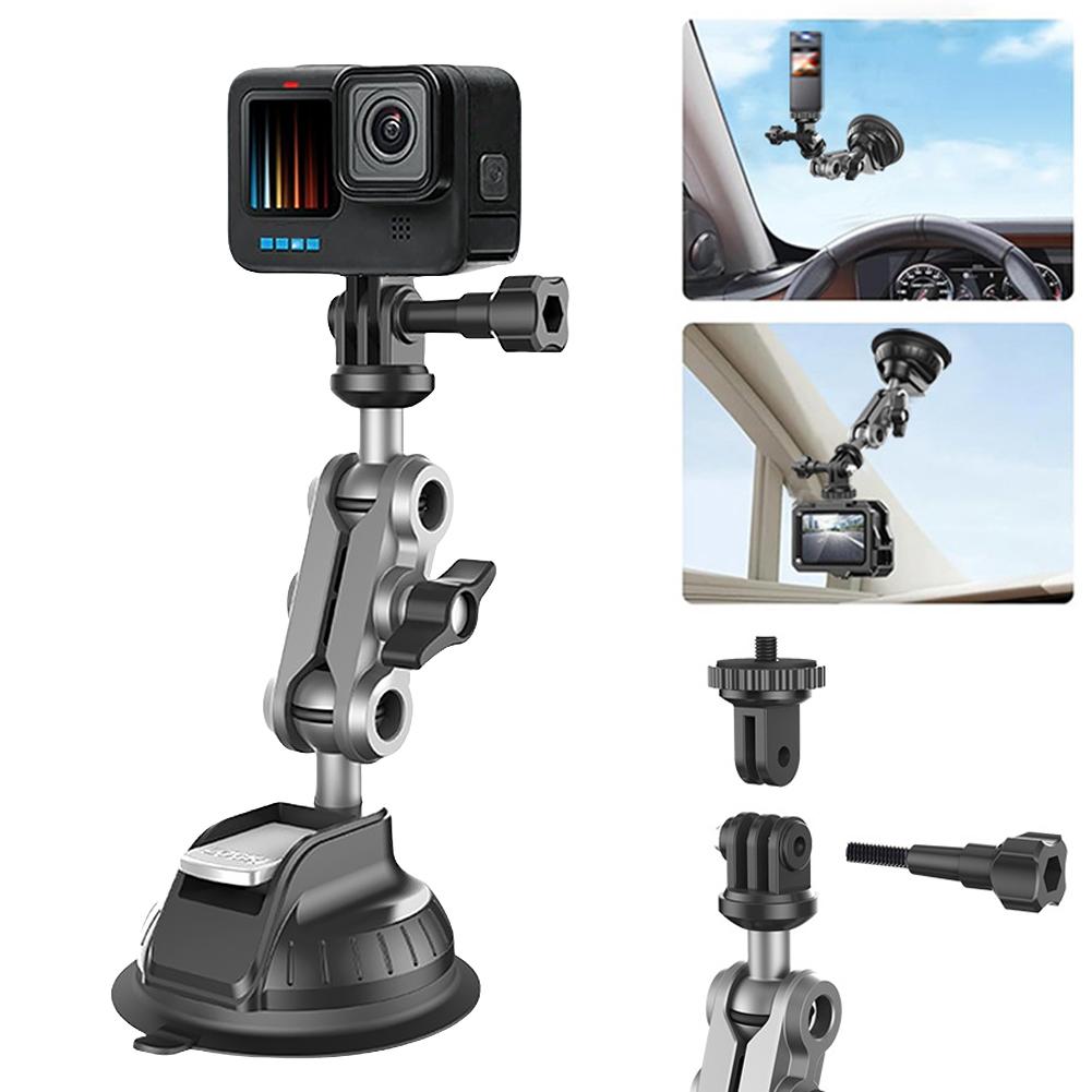 Car Suction Cup Phone Action Camera Holder 1/4 Inch Camera Suction Cup Car Mount 360 Adjustable for Insta360 Phone Action Camera