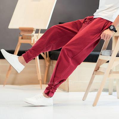Pánské kalhoty japonského stylu samurajský kostým Vintage mužské kalhoty Vintage harémové kalhoty Kimono Yukata Streetwear
