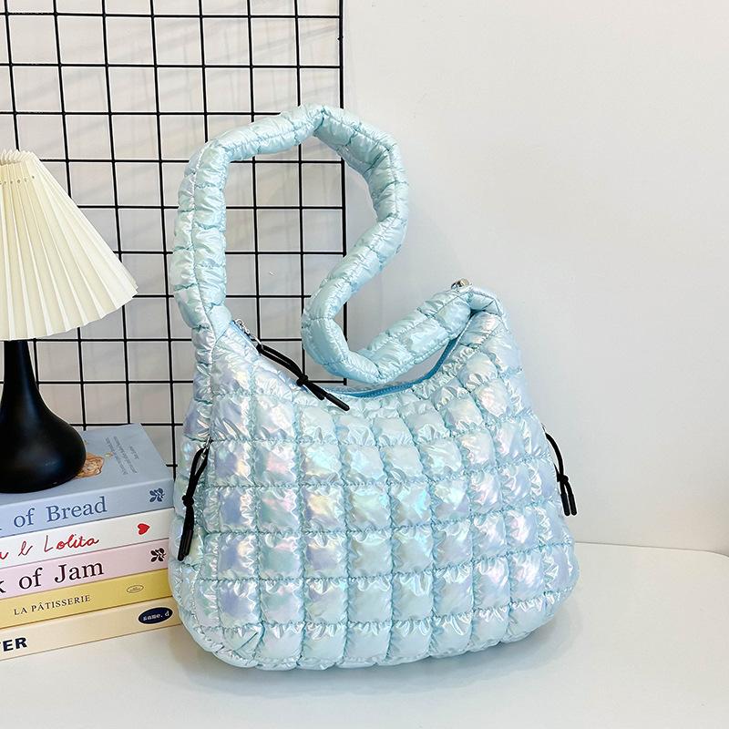 Autumn and winter nylon cloth down bag women's 2025 new trendy diamond tote bag casual large-capacity shoulder messenger bag