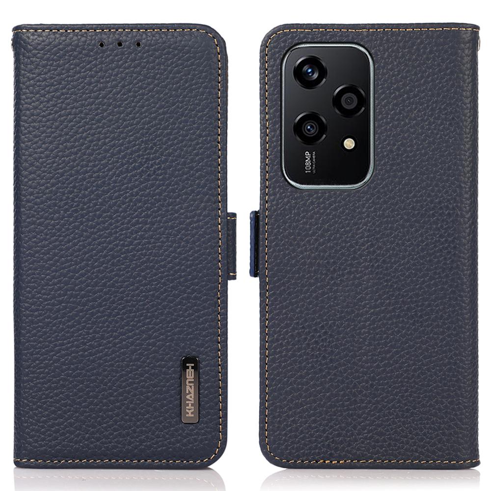 KHAZNEH For Honor 200 Lite Case RFID Blocking Genuine Cow Leather Flip Phone Cover